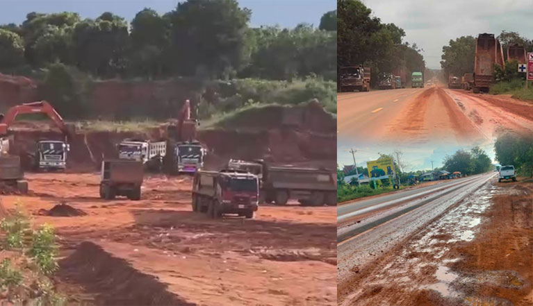 ឈ្មួញ​ជីក​និង​ដឹកជញ្ជូន​ដី​លើស​ទ្រុង​ធ្លាក់​លើ​ផ្លូវជាតិ​លេខ ៤ ដោយ​គ្មាន​ញញើត​សមត្ថកិច្ច​នៅ​ខេត្ត​កំពង់ស្ពឺ​